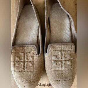 Tory Burch Cowley Slipper Deep Split Suede Shoes (52789)